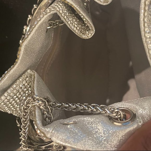 Shoulder Bag Evening Wedding Handbag Crossbody Purse Silver Wristlet Ladies Gift - Picture 5 of 5